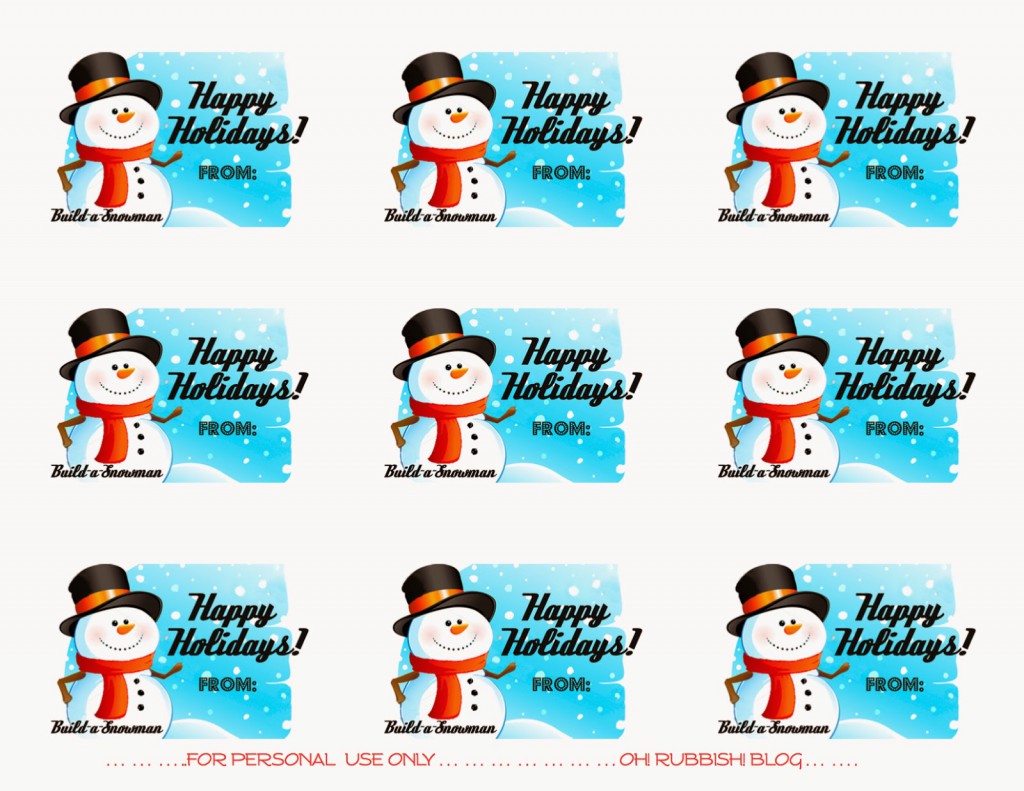 Build a Snowman Treat :: Snowman Classroom Treats :: Simple Christmas Party  Favors :: 