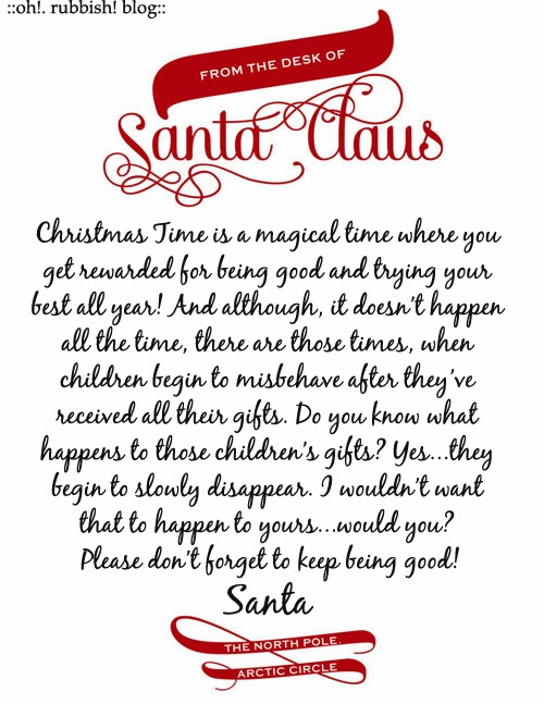 Letter from Santa After Chrismtas, Santa Tracking Kids, oh! rubbish! blog