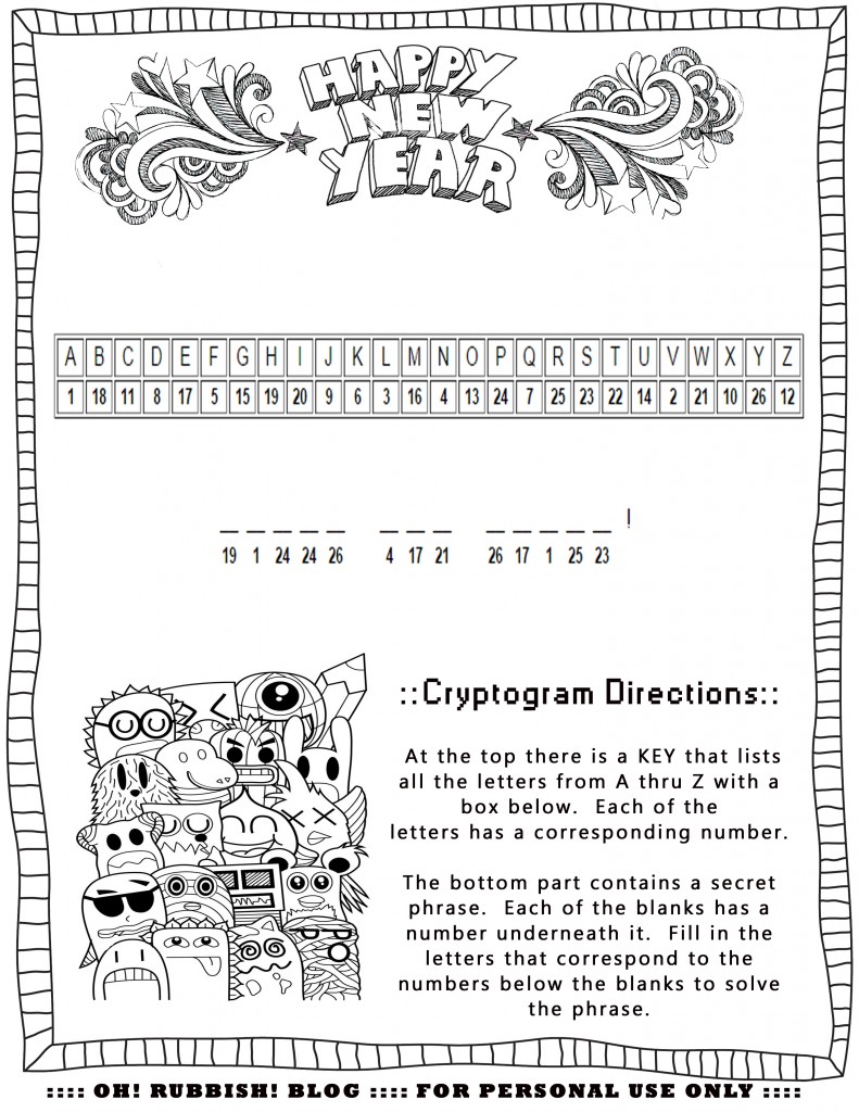 HAPPY NEW YEAR CRYPTOGRAM by oh! rubbish! blog