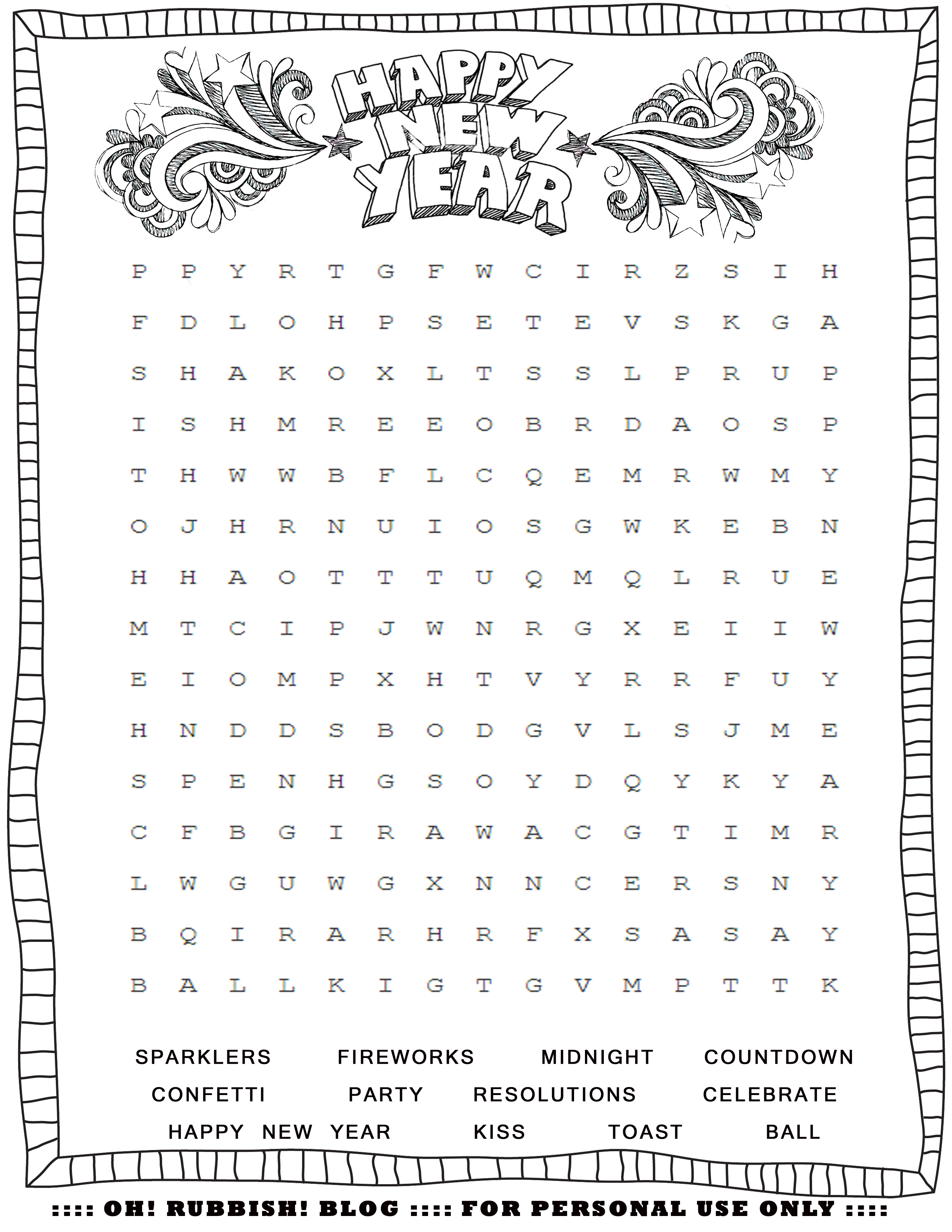 Printable Word Searches New Years - Calendar June2975 x 3850