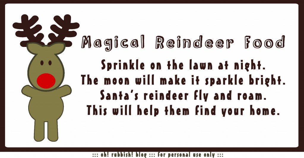 :: Magic Reindeer Food Recipe Poem :: Printable :: Oatmeal Glitter 