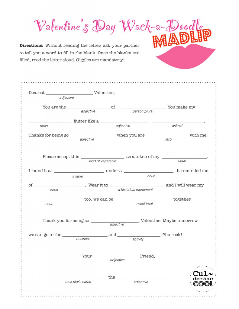 Valentine Mad Libs Version 2