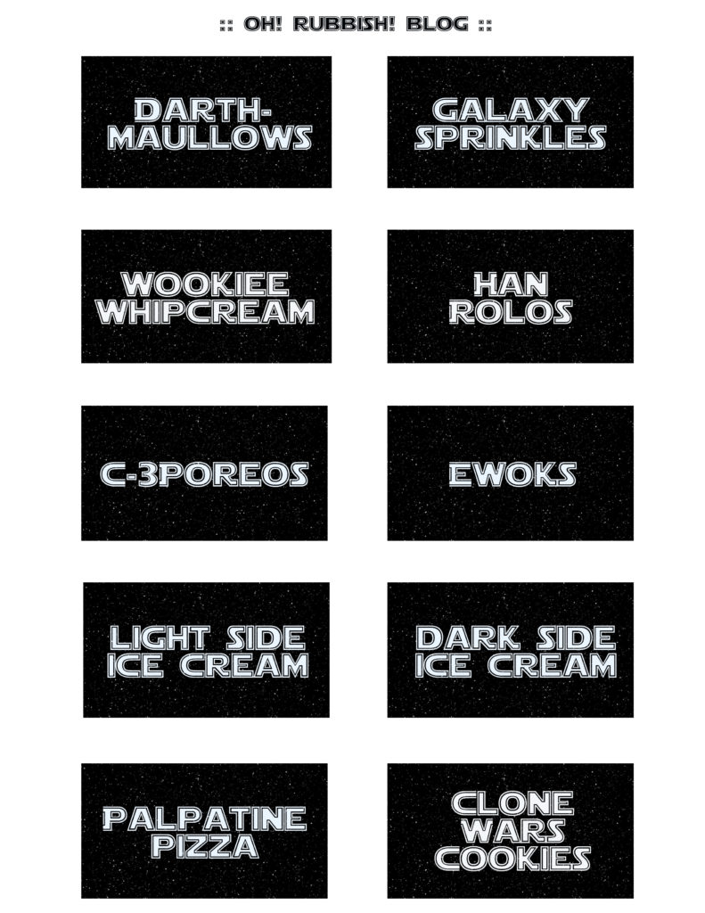 Star Wars Ice Cream Labels PRINTABLE by oh! rubbish! blog