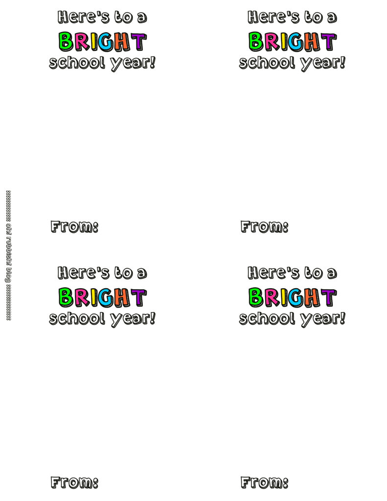Here's to a BRIGHT school year -mini (4) :: FIRST DAY OF SCHOOL TREATS PRINTABLE by oh! rubbish! blog