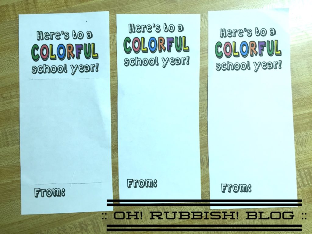 "Here's to a COLORFUL school year!" Back to School Favors by: oh! rubbish! blog