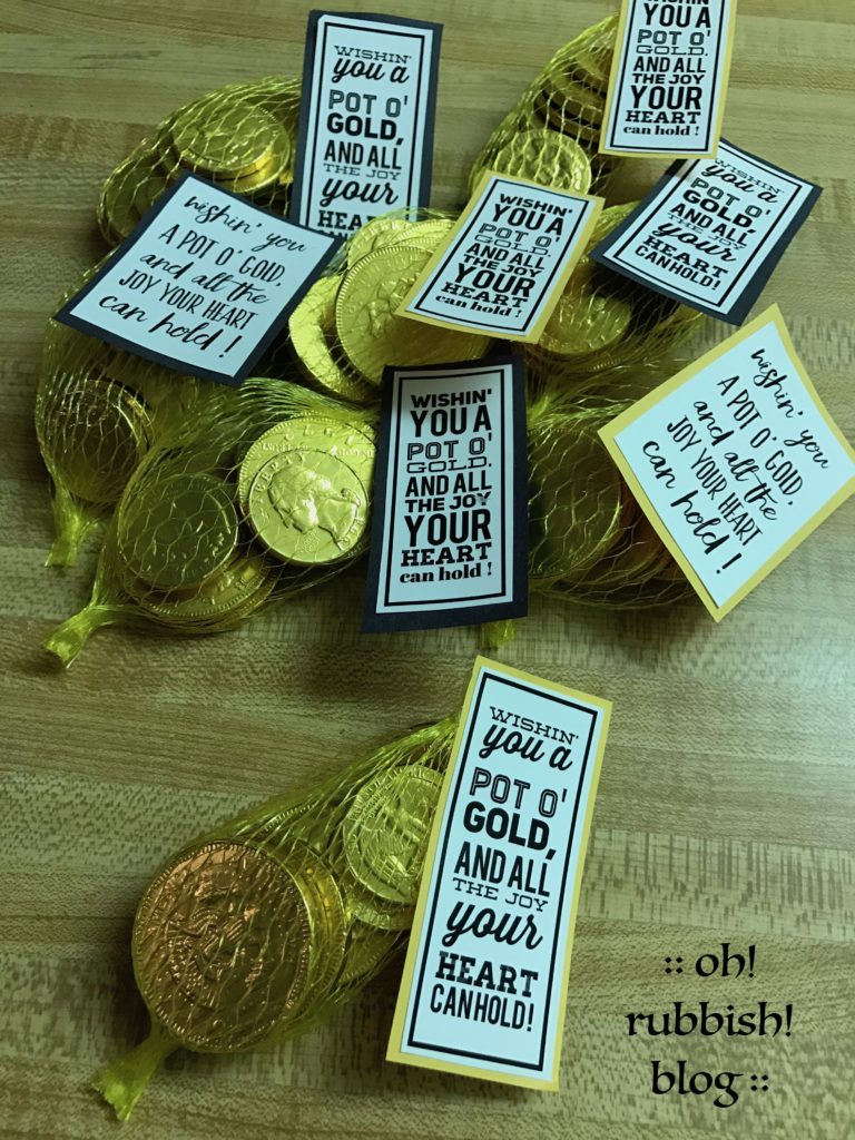 Wishing You a Pot of Gold :: St. Patrick's Day Treats :: Chocolate Gold Coins & Printable by :: oh! rubbish! blog ::