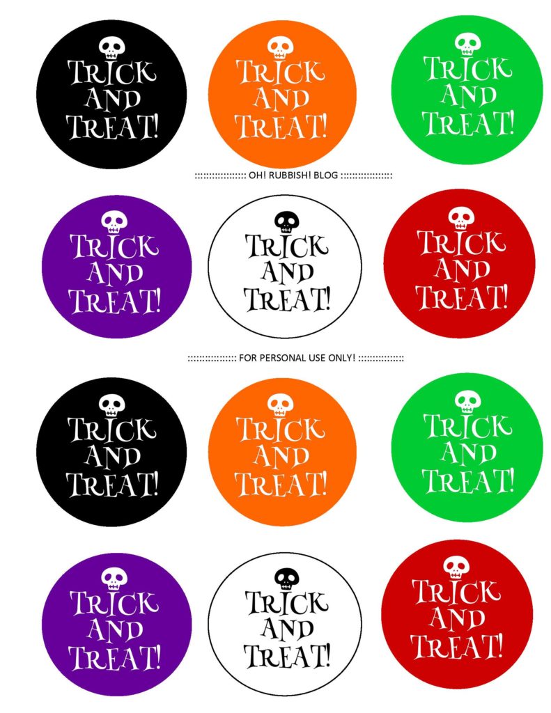 Trick and Treat! Halloween Labels-Circles by oh! rubbish! blog