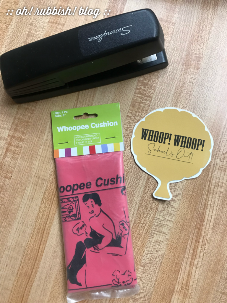 Whoop! Whoop! School's Out :: Whoopee! It's Summer Time :: End of School Whoopee Cushion Favors & Printables by oh! rubbish! blog