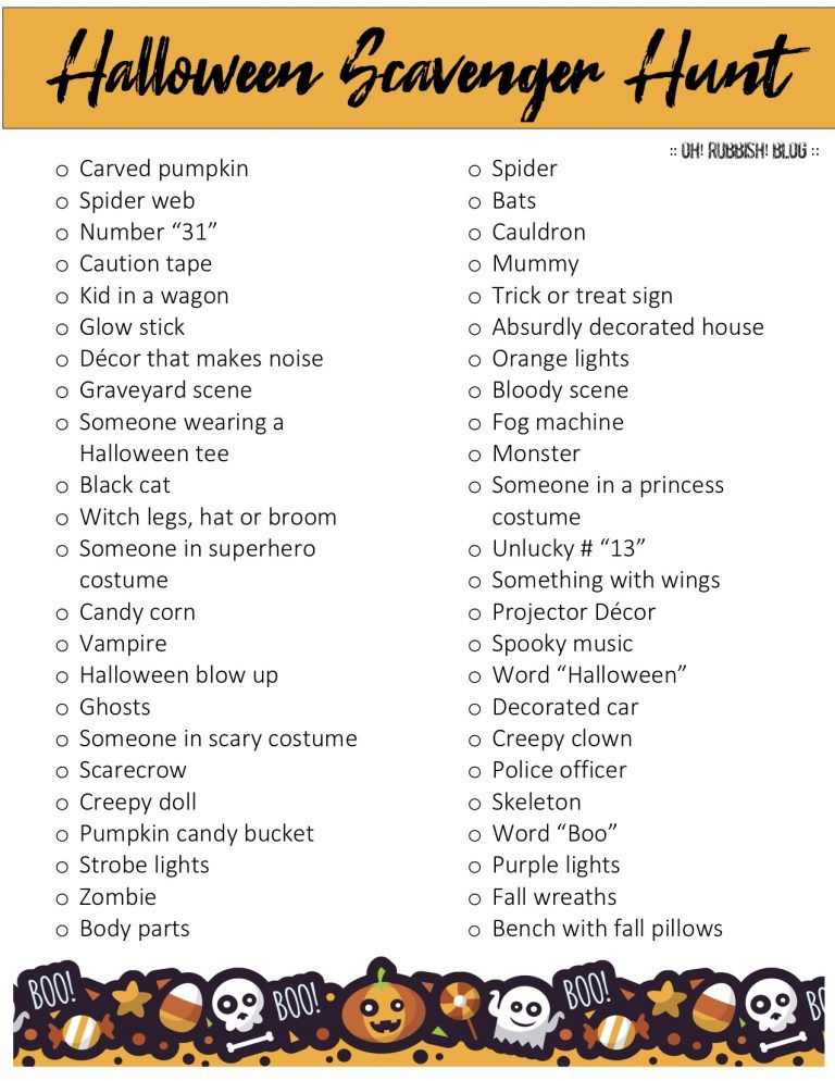 Halloween Scavenger Hunt Printable by oh! rubbish! blog