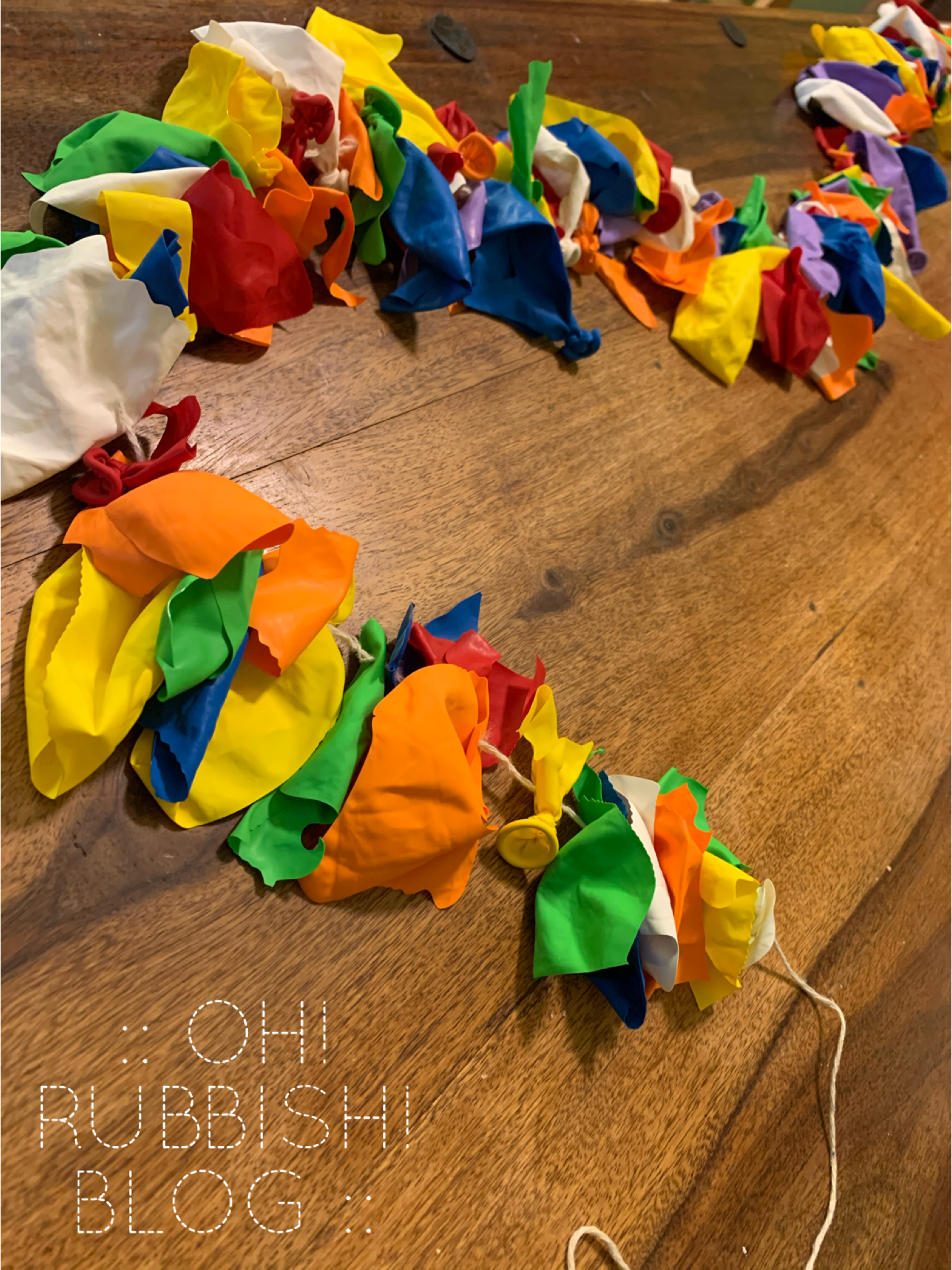 Repurposing Balloon :: Upcycled Balloon Garland :: Repurposing and Reusing Popped Balloons