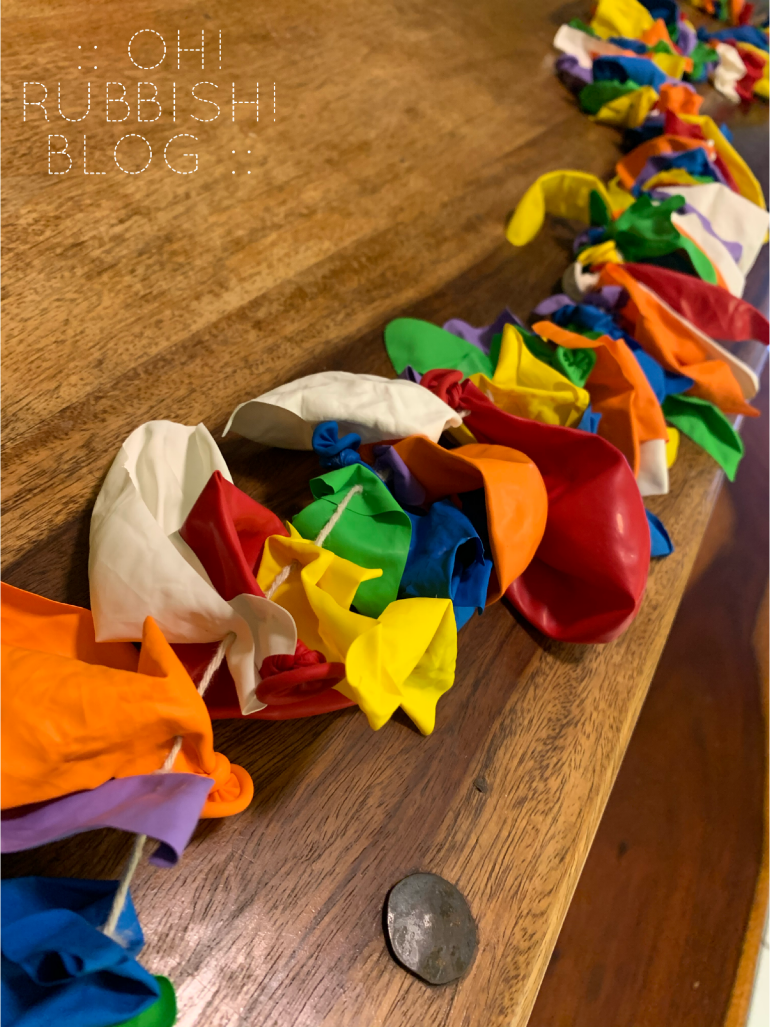 Repurposing Balloon :: Upcycled Balloon Garland :: Repurposing and Reusing Popped Balloons