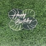 7. BACKDROP: You can add the Happy Birthday sign to any backdrop you like. An artificial ivy wall gives it a nice 3D background with depth. But any background will look nice.